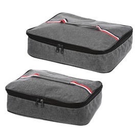 uxcell 2pcs Insulated Flat Lunch Bags, 2 Size Food Containers Bag Reusable and Portable Flat Bento Bags with Food Storage Bags for Work, Office or Picnic, Grey