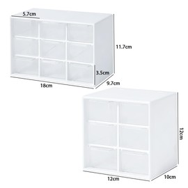 2Pack Desktop Drawer Organizer Mini Plastic Office Supplies with 9 Removable Drawers Mini Desk Storage Jewelry Organizer with 6 Clear Drawers Box Makeup Drawers for Home Office