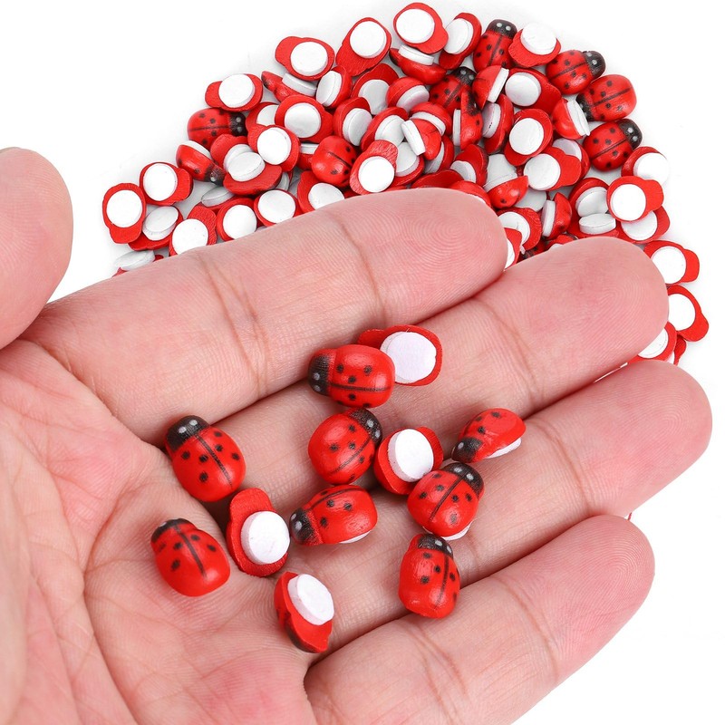 300Pcs Tiny Simulation Ladybugs Self Adhesive Painted Ladybugs Sticker