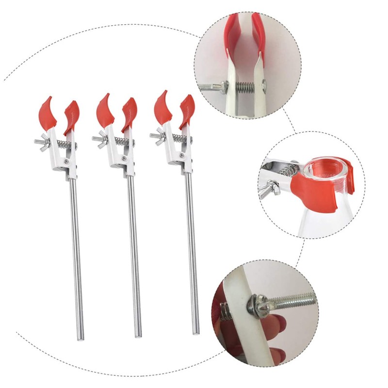 Ipetboom 3pcs Laboratory Flask Clamp Round Bottom Clips for Titration