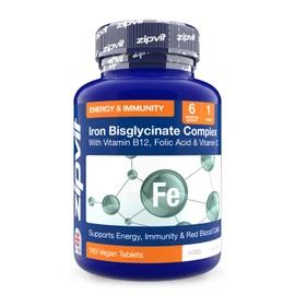 Zipvit Iron Tablets High Strength with Vitamin C, B12 & Folic Acid, 180 Vegan Energy Tablets, Iron Supplements for Women & Men for Energy & Absorption