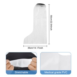 Wasserdicht Verbandschutz Fuß Bein, PVC Bein Duschschutz, 58 x 36 cm Werbandschutz Erwachsene, Wiederverwendbar Duschschutz Bein für Erwachsene, Duschschutz Für Gebrochener Zeh, Knöchel, Brennen