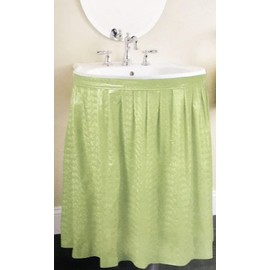 Better Home Vinyl Sink Skirt Bubbles Design Vanity Cover Waterproof Bathroom Decorator (Green)