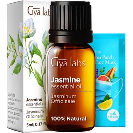 Gya Labs Jasmine Essential Oil for Diffuser - 0.17 Fl Oz - 100% Pure Natural Jasmine Oil for Skin, Hair, Body Massages Aromatherapy, Candle Making - Floral & Alluring Scent