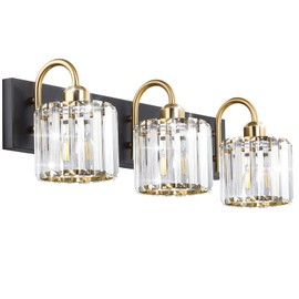 Bathroom Vanity Light,Gold Bathroom Light Fixtures,Vanity Lights for Bathroom,Bathroom Light Fixtures Over Mirror,Black 3 Light Bathroom Vanity Light,Crystal Bathroom Light
