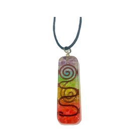 7 Chakra Crystal Orgone Pendant Gemstone Rainbow Pendant with Wax Cord Rope Chain for Necklace Energy Generator thanksgiving gift Seven Chakra Stone are Used Meditation & Yoga Spiritual Energy Gift Him Her