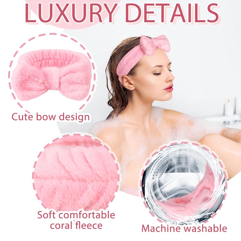 Fmeida Skincare Headband,Wrist Bands for Washing Face, Soft Fleece, Purple,
