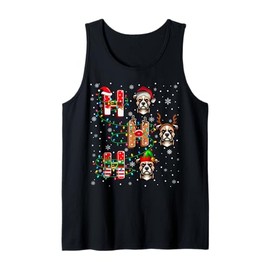 Ho Ho Ho Santa Hat Elf Matching Russell Terrier Dog Xmas Tank Top