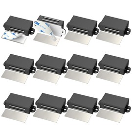 Cabinet Door Magnet Adhesive Jiayi 12 Pack Magnetic Door Catch Black Cabinet Magnetic Latch Stainless Steel Kitchen Magnetic Latch for Cupboard Magnetic Door Closure Door Closing for Drawer Wardrobe