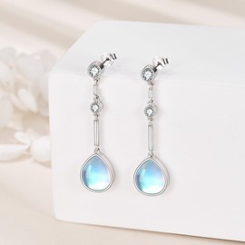VONALA Moonstone Dangle Earrings for Women 925 Sterling Silver Moonstone Jewellery Gift for Birthdays