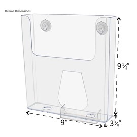 Marketing Holders 2 Pack Window Mount 8.5" Wide Brochure Magazine Holder with Attached 3.5 x 2 Inch Business Card Pocket Glass Surface Mount Suction Cup Pamphlet Catalog Booklet Display