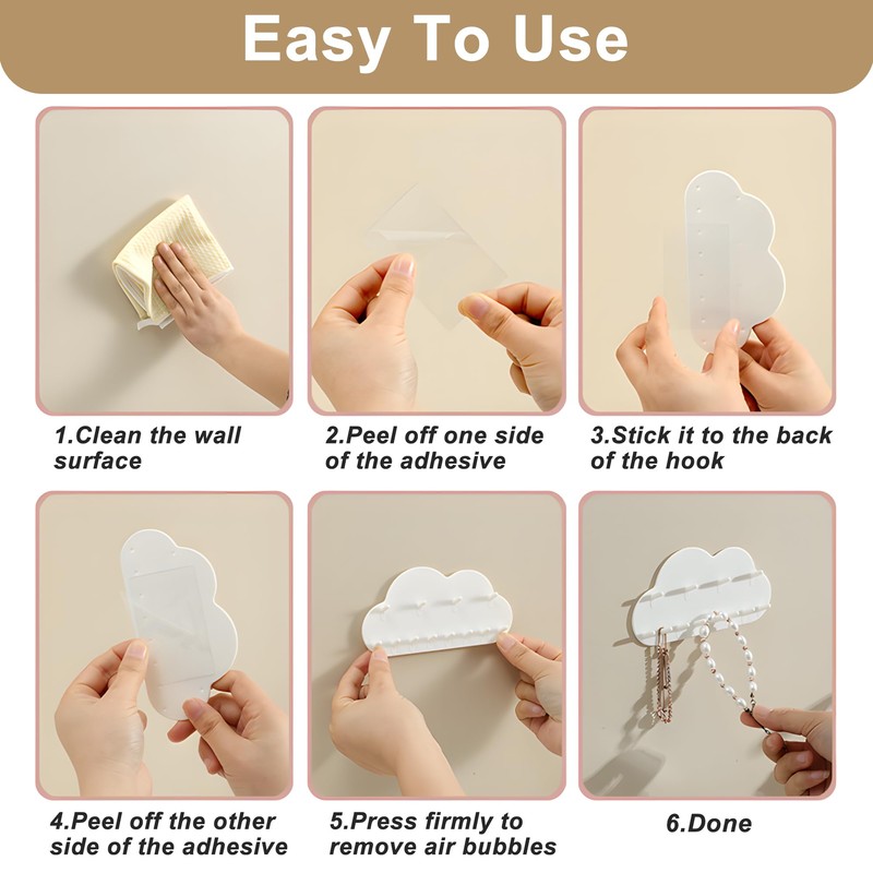 2PCS Cloud Shaped Hooks as Decorative Jewellery Stand for Wall