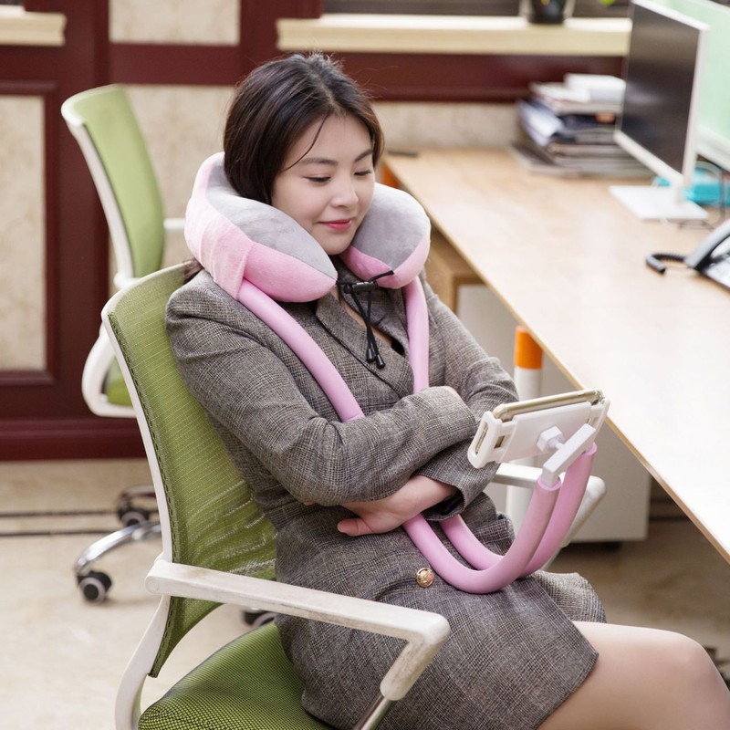 Neck Pillow Phone Holder U Shaped Pillow with Lazy Phone