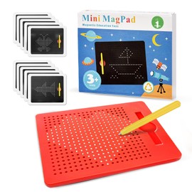 AMFUN Magnetic Steel Ball Drawing Board with Pen, Magnetic Drawing Boards for Kids, Magnetic Doodle Board Tablet, Educational Toy for Children's Drawing, Doodling and Writing (Red)