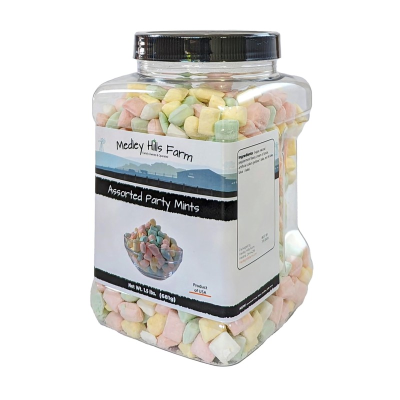 Assorted Party Mints By Medley Hills Farm in Reusable Container