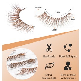 Brown False Eyelashes, ValueBargain 7 Pairs Natural Curl Brown False Eyelashes, Cat Eye Style for Everyday Glamour, Handcrafted Faux Mink Quality, Reusable & Long-Lasting, Suitable for All Eye Shapes