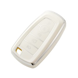 OFFCURVE Key Fob Cover for Ford, Premium TPU Key Case Full Protector Compatible with Ford Fusion Explorer Escape F150 F250 F350 F450 F550 Expedition 5 Buttons Smart Key, White
