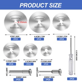 Dremel Cutting Discs Metal, Rotary Tool Accessories for Wood Plastic Aluminum Metal Stone Diamond,6 Pcs HSS Dremel Cutting Discs with 1/8" and 1/4" Round Shank Mandrels Screwdriver,Pack of 9