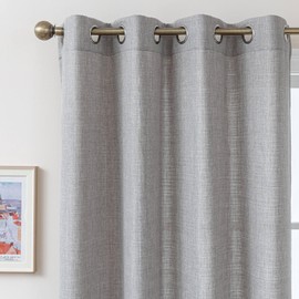 MvchennL - Juego de cortinas de 63 pulgadas de largo, 2 paneles para recámara, ojales de lino grueso, con textura, filtrado de luz, cortinas de privacidad para sala de estar, color gris
