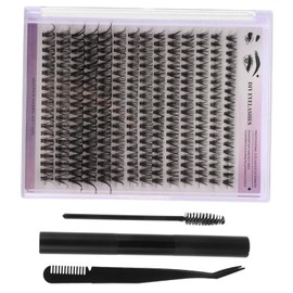 Baluue 1 Sets Thick False Eyelashes Individual Eyelashes Kit Cluster Eyelash Extensions Kit Eyelash Lash Bond and Seal DIY Lash Applicator Lash Extension Kit Cluster Lashes Paste Black