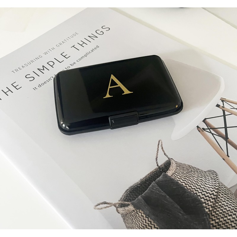 Rykitop Initial Letter Credit Card Holder,RFID Blocking ID Card Case