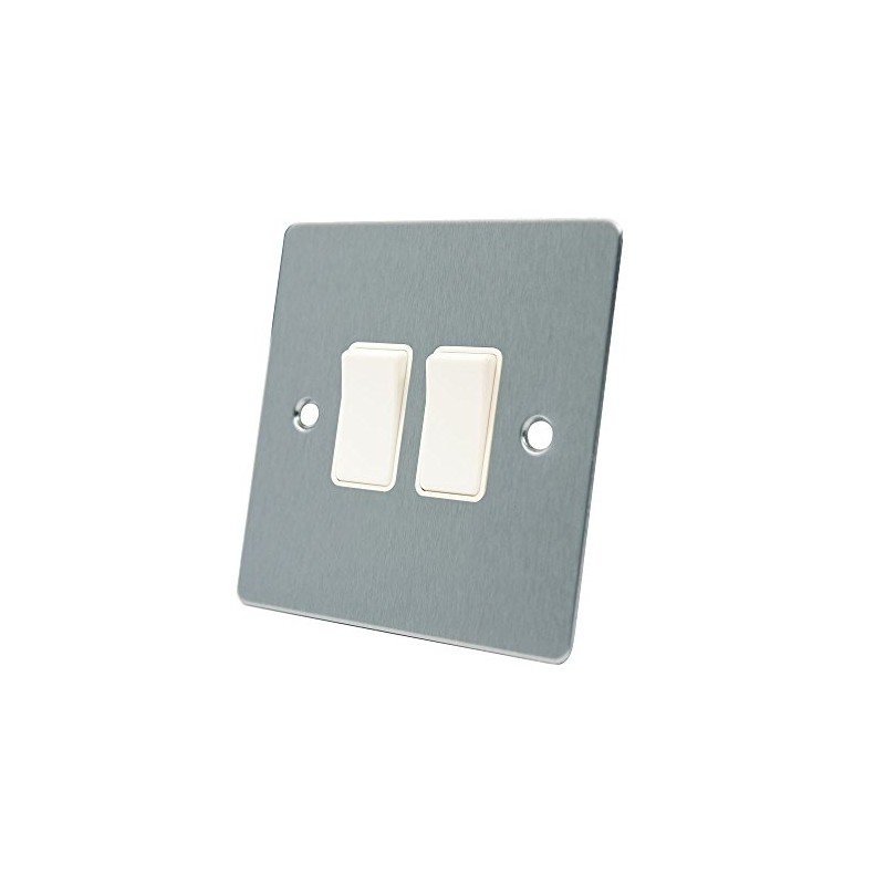 AET FSC2GSWIWH Satin Chrome Flat White Insert Plastic Rocker Switches-10