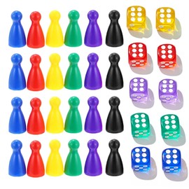 EYVRPAU 10-Piece Dice Set and 24 Tokens, Acrylic Dice Game, Table Game (Colour)