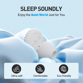 Ear Plugs for Sleeping, Made of Ultra-Comfortable Silicone with Passive Noise Reduction Technology for Noise Reduction 35 dB, 4 Ear Tips in XS/S/M/L, 1 Pair of Ivory