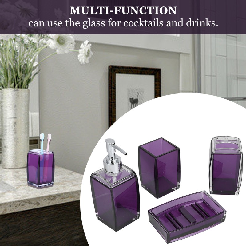 4Pcs/Set Acrylic Bathroom Accessory Set Toothbrush Soap Dish Holder for