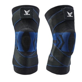 プロフェッショナル スポーツニーサポーター 半月板保護 バスケットボール/フットボール兼用 5点支持システム 発熱抗菌 関節可動域制御 男女兼用,L