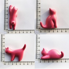 DWUENT - 4Pcs Pink Cat Fridge Magnets, Cute Fridge Magnets Set - 4-7cm 3D Resin Cat Decor (Pouncing, Sitting, Standing, Lying) for Kitchen, Office, Whiteboard, Home