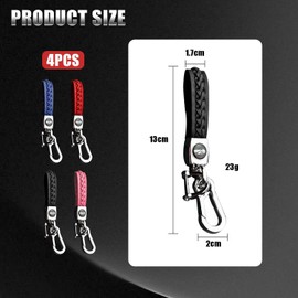 EHDWXVZM 4 Pieces Car Keychains, Woven Keychains, Leather Car Keychains, Men and Women Car Keychains, Car Accessories, Fashion Keychains, black