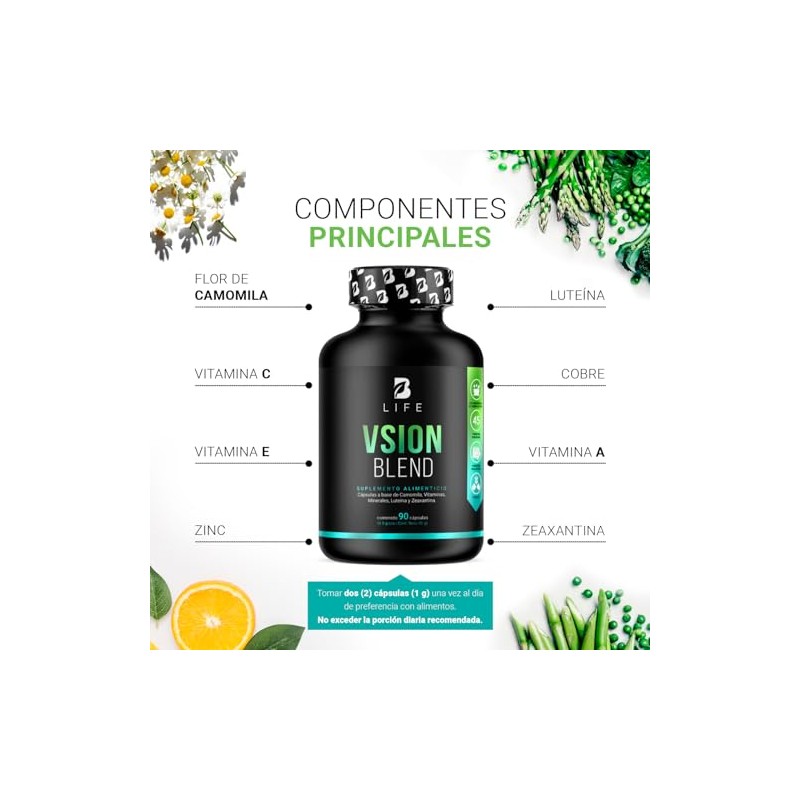 Life Vsion Blend Fórmula Camomila Luteína Vitaminas Cápsulas