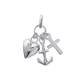 NKlaus Silver 925 Sterling Silver Chain Pendant Faith Love Hope Lucky Charm 5087