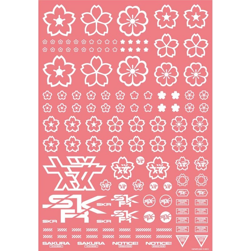 Hikyu Parts SKR-1C-WHI Cherry Blossom Decal, White, 1 Sheet, Plastic