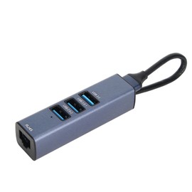 USB to Ethernet Adapter 4 Ports 100Mbps 5Gbps Aluminium Alloy USB 3.0 Hub for Laptop Desktop Tablet