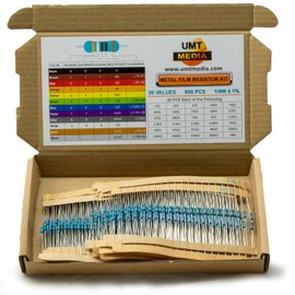 UMTMedia UMTMedia? 600pcs Assorted Resistors - FREE CHART 1/4W Watt 0.25 Metal Film Kit Set Pack for Arduino Raspberry PI or other Electronic Projects