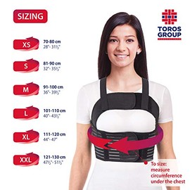 TOROS GROUP MANUFACTURE Women's Chest Corset with Chest Strap with Braces. Ideal for Coronary Post-operative Broken Ribs and sternum Black X-Small