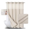 eachope Extra Long No Hooks Needed Linen Textured Shower Curtain