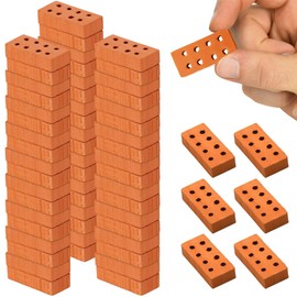 MSPEBEC Pack of 60 Mini Bricks, Bricks, DIY Dollhouse Stones for Miniature House and Miniature Gardening Site Accessories (Red)