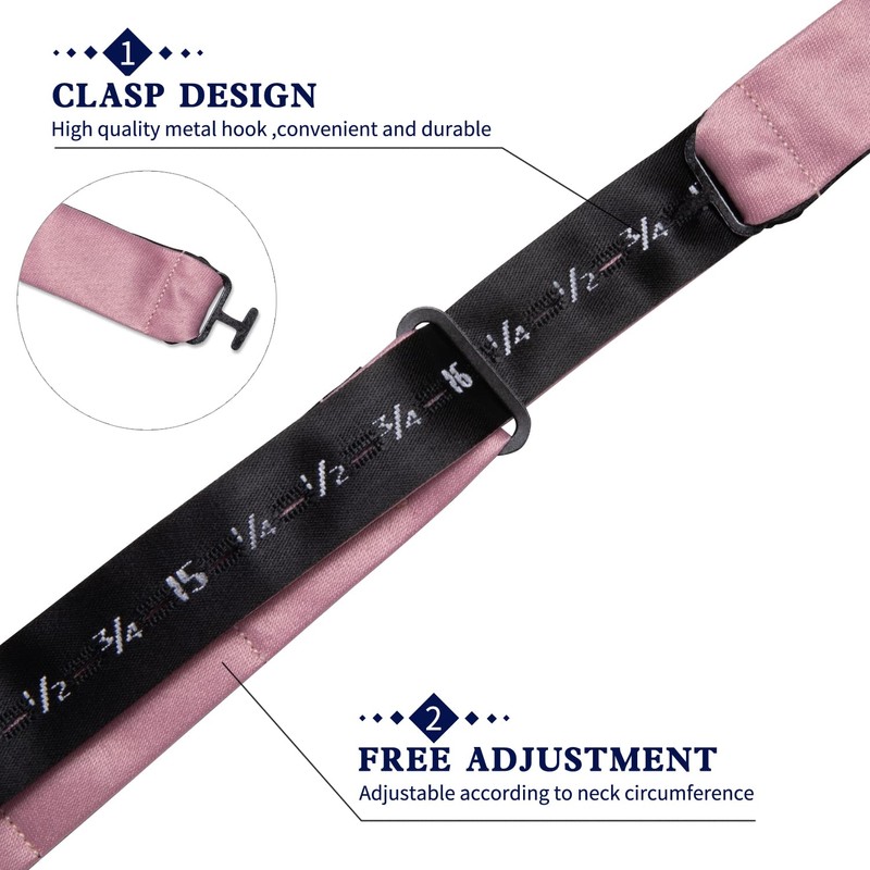 DiBanGu Pink Bow Ties for Men Satin Self-tied Bowtie Set