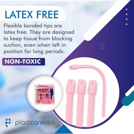 100 Pink Dental Saliva Ejectors Disposable - Medical Grade Latex Free Evacuation Suction Tips - Flexible Tube (100 Pack) by PlastCare USA