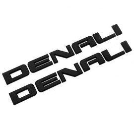2Pcs Denali Emblems 3D Badge Door Side Tailgate Nameplate Logo Letters Compatible with 2007-2020 Yukon Sierra Terrain (Matte Black)