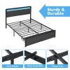 Queen Size Bed Frame LED Upholstered Headboard Platform Bed Frame