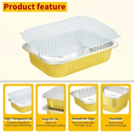 LATERN 30Pcs Small Aluminum Pans with Lids, 900ml Foil Baking Tin Leftover Container Takeout to Go Food Container Mini Loaf Pans for Baking Cooking Roasting Meal Prep Freezer Heating Takeout (Gold)