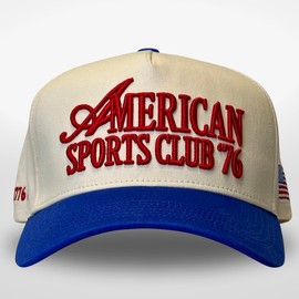 Vintage Trucker Hat | Country Cowboy Cute Preppy Retro Western Trucker Hats | Men Women Trendy Snapback | Tan Red Green Black (American Sports Club | Blue)