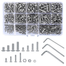 440 Pcs Hex Head Cap Bolts Bolts Nuts Set Pan Head Screws Stainless Steel Screws Bolts Set Machine Screws Assortment Kit for DIY Fixing Accessories