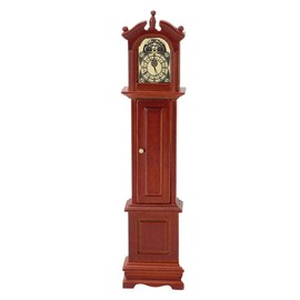 1:12 Dollhouse Miniature Accessories Retro Floor Clock, Wooden Craft Grandfather Clock with Movable Door Dollhouse Decor