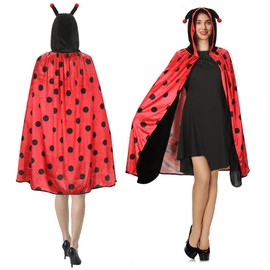 Ladybird Costume Women, Ladybird Cape Adult, Ladybird Cape with Hood for Carnival, Ladybird Costume Women, Fancy Dress Costumes Adult for Fancy Dress, Theme Party, Cosplay