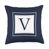 Monogram Letter V Alphabet V Initial Navy Blue Throw Pillow